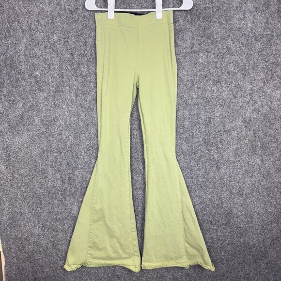 Newbury Kustom Denim - Newbury Kustom Jeans Womens Size S Green Flare Bell Bottom Festival Boho